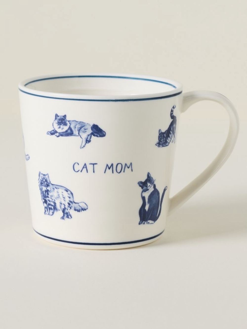 Anthropologie Cat Print Chambray Mug, Plate, Kitchen Towel Set in Cream and Navy - Picture 3 of 10